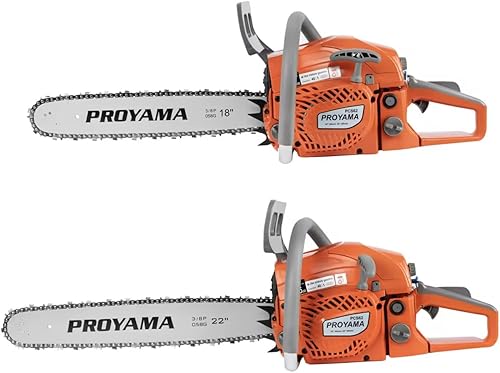 Miniatura 9 de PROYAMA Motosierra de gasolina de 2 ciclos de 62CC, 22 pulgadas y 18 pulgadas de mano inalámbrica para corte de madera de árbol
