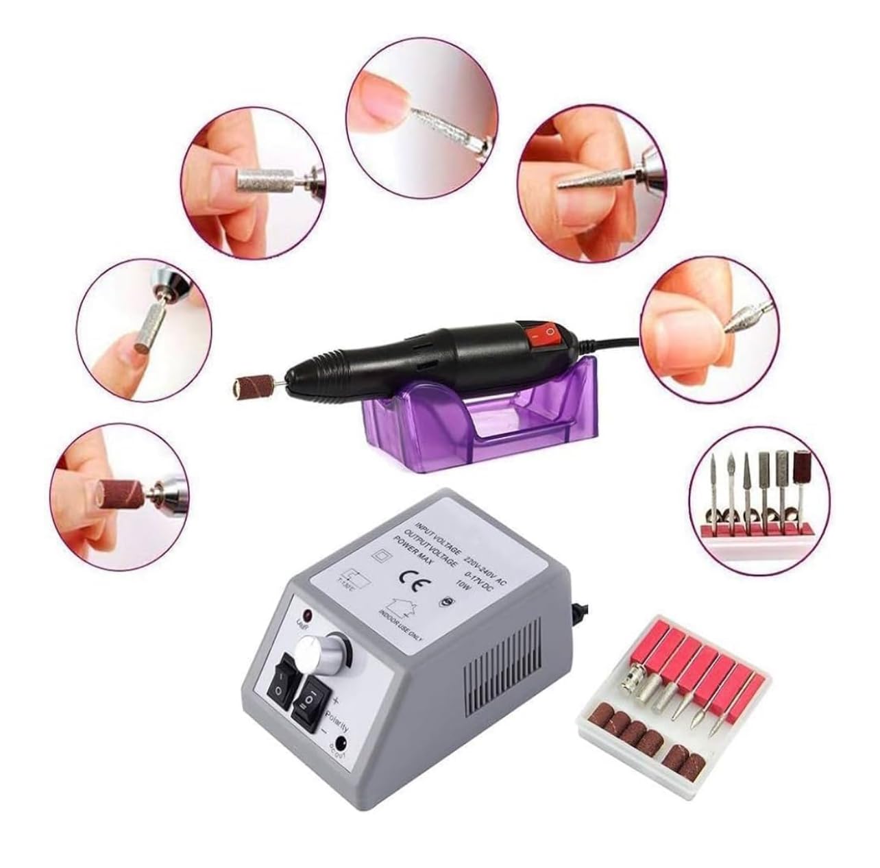 Bdit accessori Kit Ricostruzione Unghie Professionale UV Gel Lampada Unghie + Aspiratore Unghie Professionale + Fresa Unghie 20000 Giri