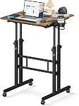 Bureau debout compact Enayplon avec roues, bureau mobile debout, table debout portable sur roues pour tapis de marche, bureau d'ordinateur roulant réglable en hauteur, table haute