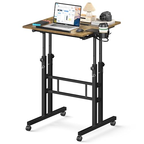Enayplon Small Standing Desk with Wheels, Mobile Stand Up Desk,