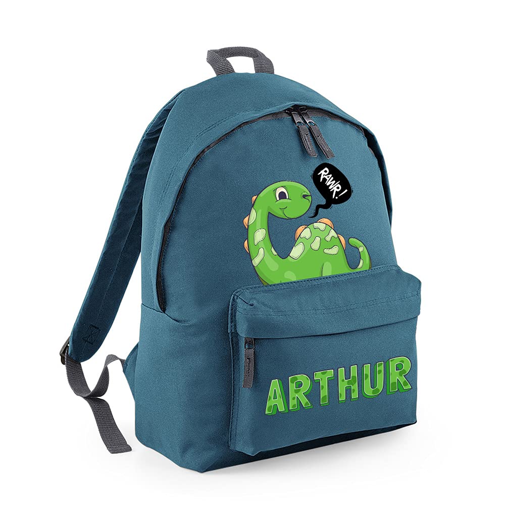 Getagift Women's Air Force Blue Personalised With Dinosaur Rawr Fashion Backpack, Toddler Backpack For Nursery, Bookbags For Kids/Teen Fashion Daypack Rucksack Shoulder Bag. (Air Force Blue)