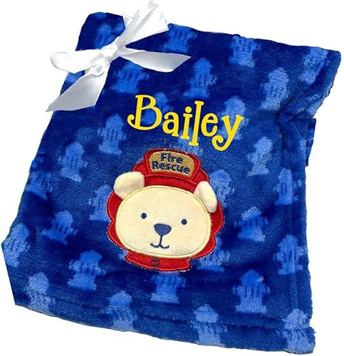Miniatura 2 de Manta de bebé personalizada, manta de oso de rescate de incendios con nombre personalizado