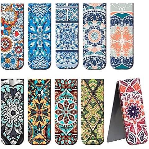 Magnetic Bookmark AOBETAK 10 PCS Magnet Books Marks for Mens Womens Adults Girls Boys Stationery Book Reading Magnetic Book Page Markers Set Cover