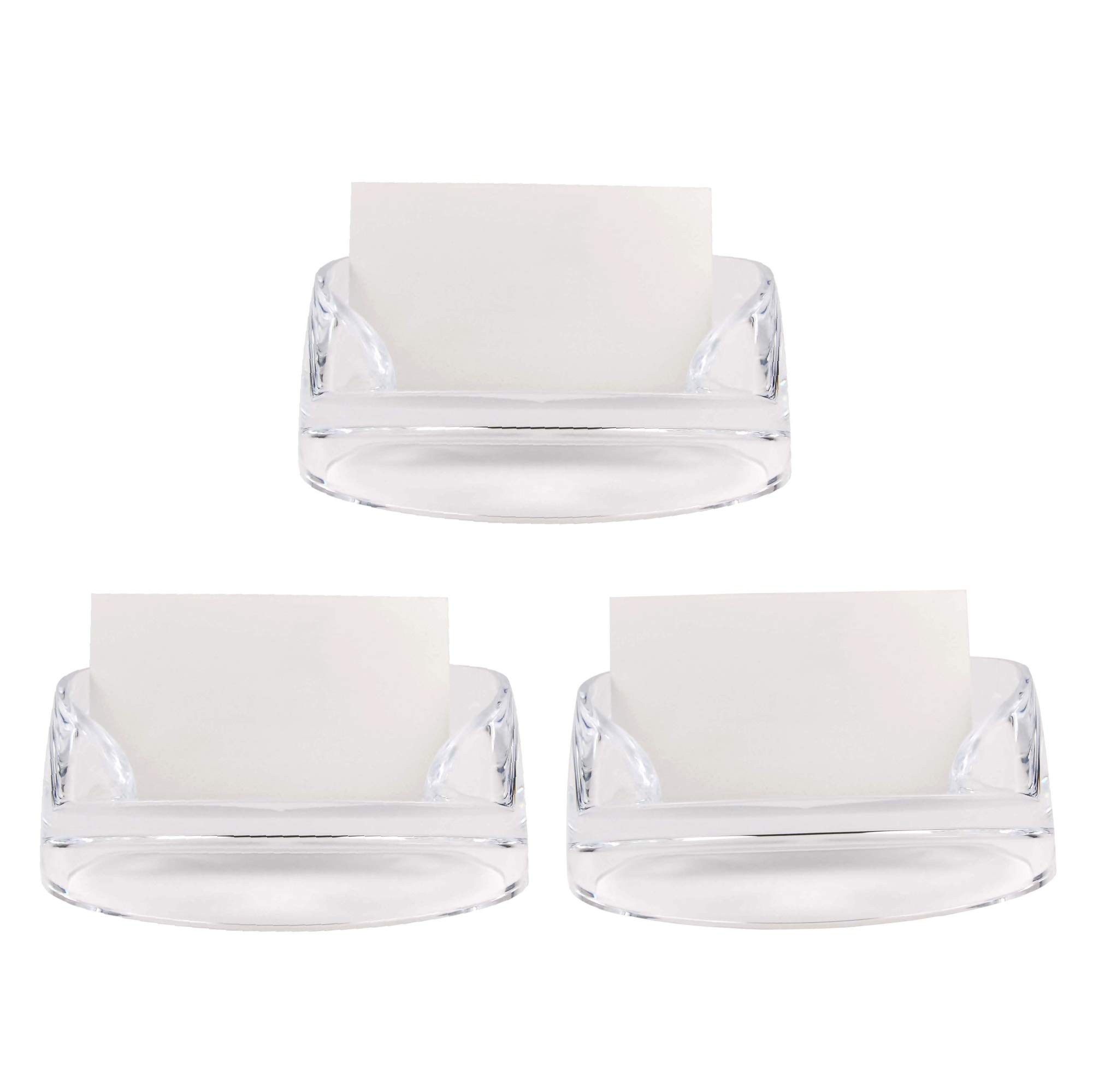 COM.TOP - Acrylic Card Holder, 3 Pack of Business Card Holder | Office Supplies, Desk Accessories | Brighten Up Your Table- Clear, 3 Pack