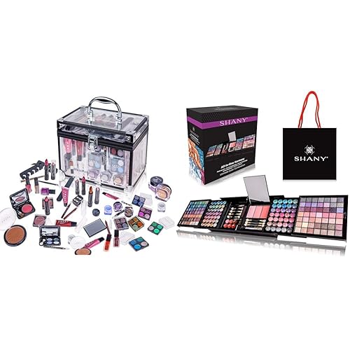 SHANY Carry All Trunk - Juego de maquillaje (paleta de sombras de ojoscolorespolvoesmalte de uñas y más) y juego de maquillaje Harmony todo en uno,