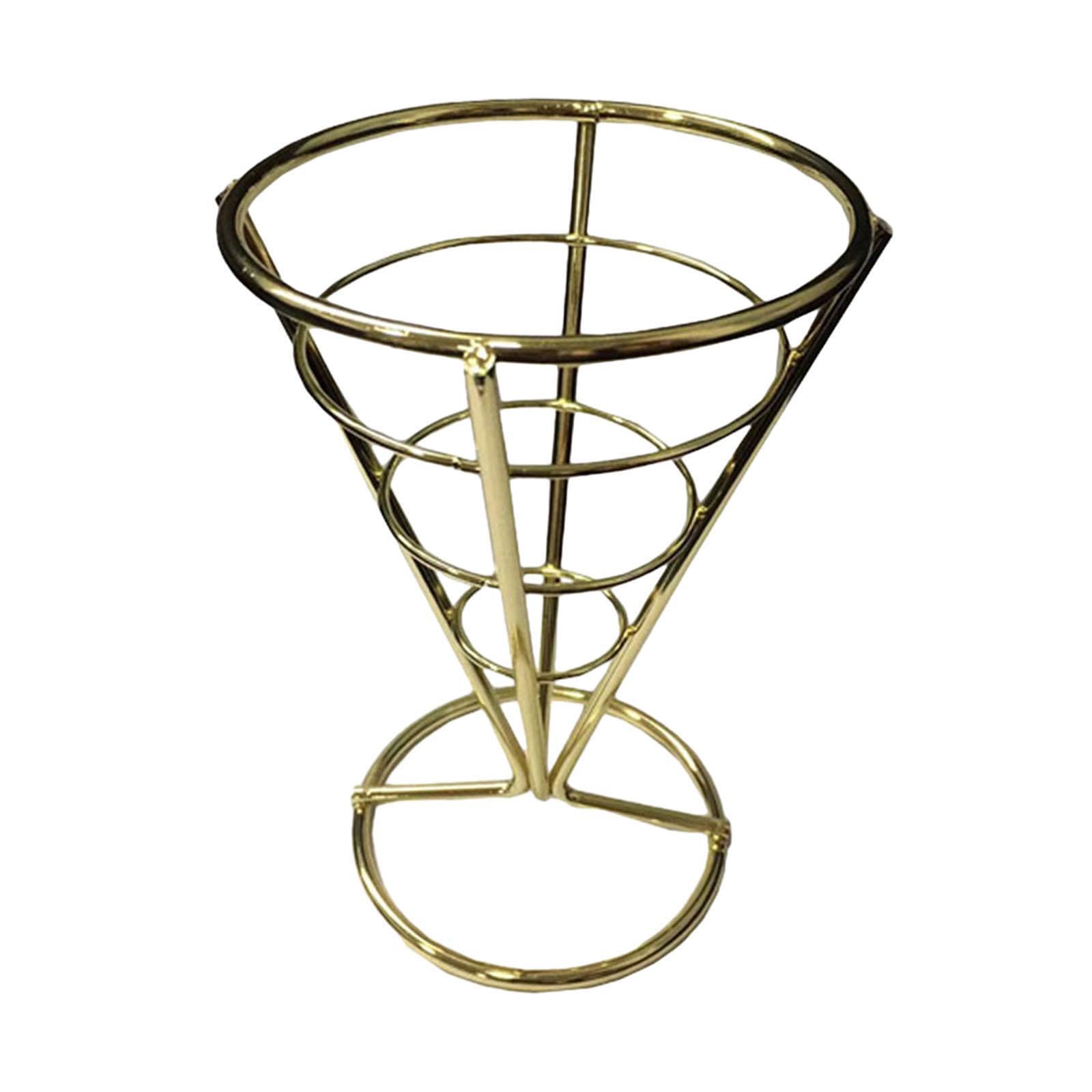 POXZSFX Food Cone Stand For Displaying French Fries And Snacks In Attractive Manner But Also Suitable For All Kinds Of Fried Snacks Metal Wire French Fry, Gold