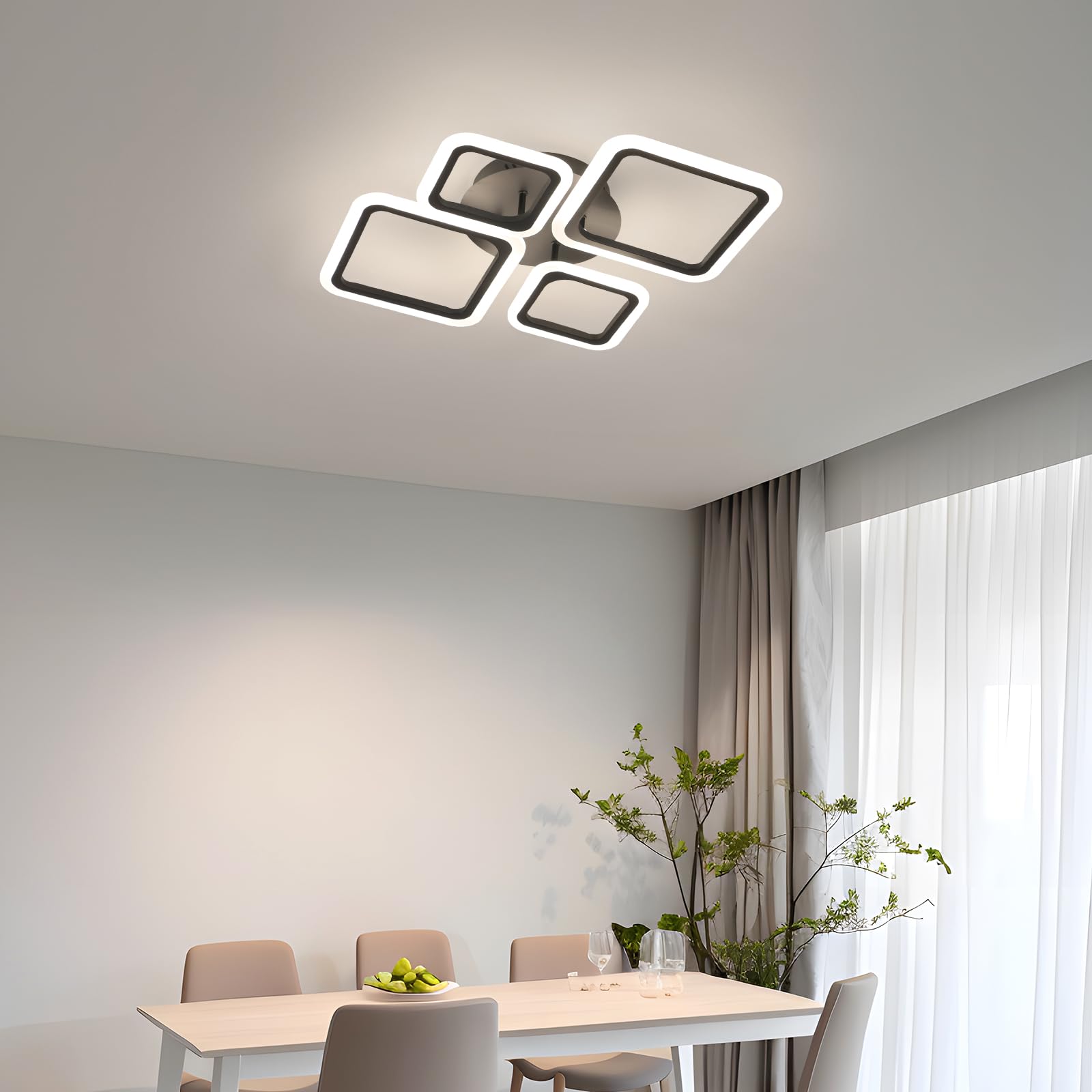 DELIPOP Plafoniera LED Dimmerabile, 42W 4800LM Lampada da Soffitto con Telecomando 3000K-6500K, Funzione di Memoria, Lampadario LED Soffitto per Soggiorno, Camera da letto, Sala da Pranzo, Cucina