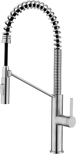 AQUALISE - Grifo de cocina semiprofesional de estilo comercial (níquel cepillado)