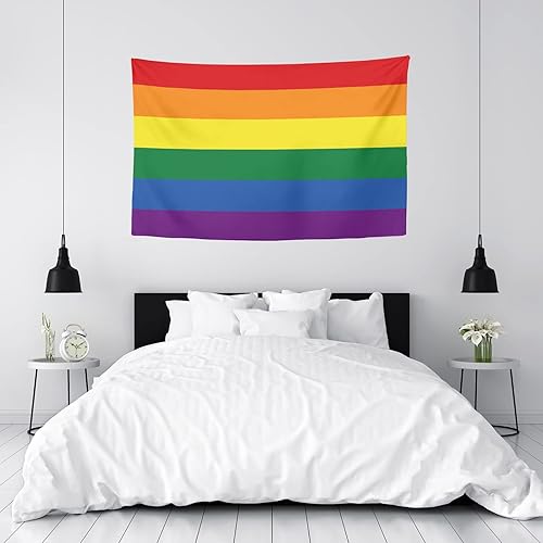Miniatura 2 de YongColer Tapiz de bandera del orgullo gay arcoíris, colgante de pared para dormitorio, sala de estar, dormitorio (60 x 40 pulgadas)