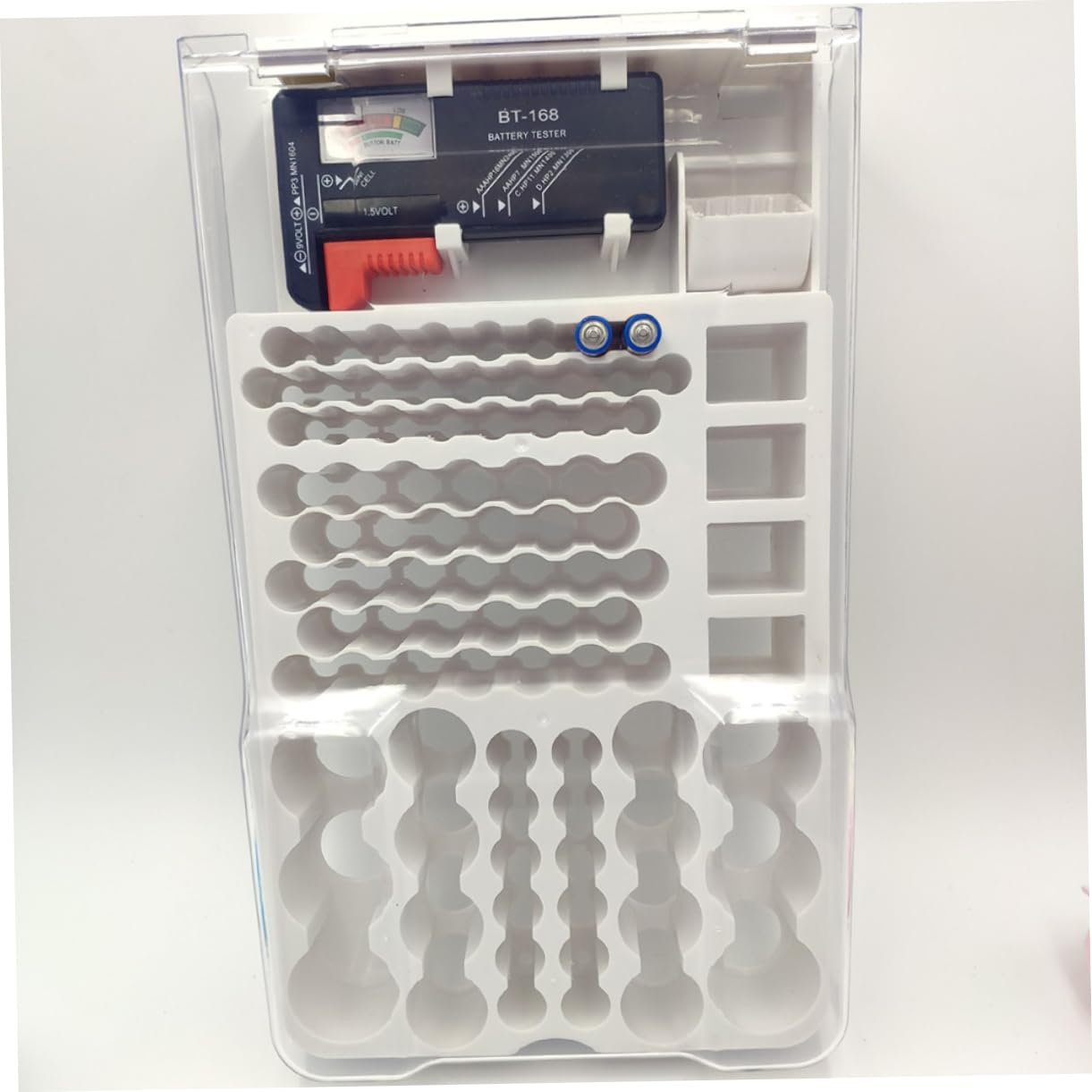 OSALADI 1pezzi Tester Per Batterie Custodia Di Immagazzinaggio Supporto Portatile Per Celle Di Batteria Organizzatore Di Immagazzinaggio Per Batterie Tester Incluso