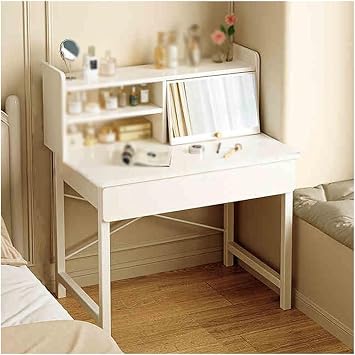 Vanity Vanity Mirror Dresser White Vanity Dresser Wooden Vanity Dresser Compact with 2 Drawers Dresser with Stool Multi-functional Vanity Bedroom Dresser Low Capacity Storage Vanity Table