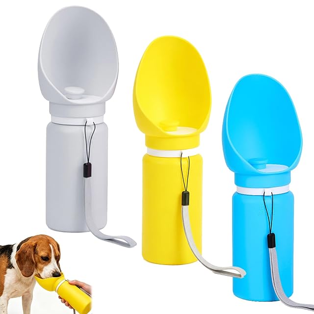 Botella de Agua para Perros Portátil 550ml, Bebedero Plegable de Silicona para Perros
