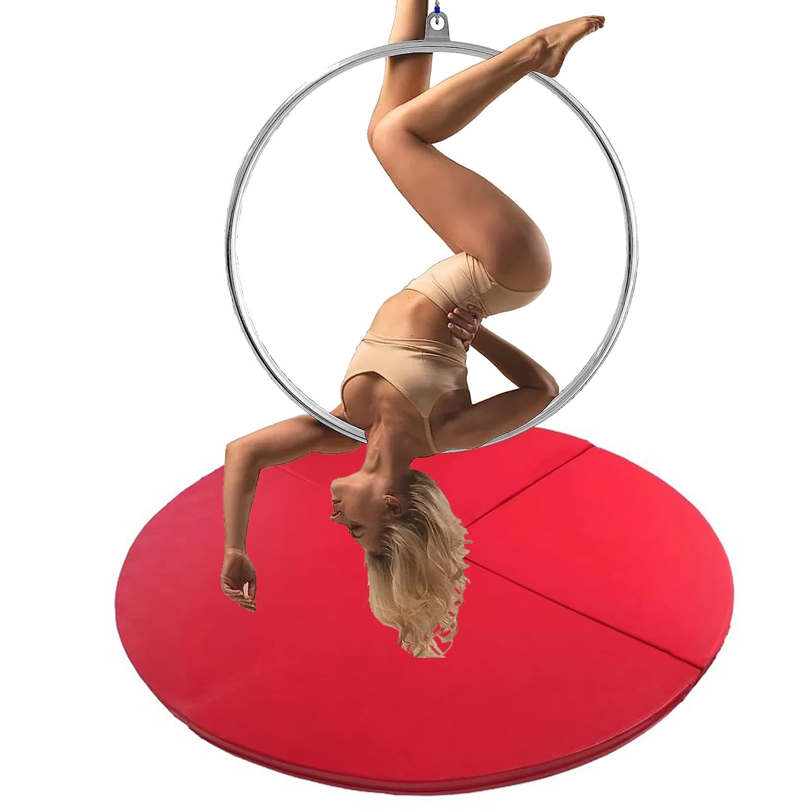 ASerZenith Floor Aerial Hoop Crash Mat 3cm/5cm/10cm Thick, Home Folding Pole Crash Mat, Shock Absorption Anti-Collision Circular Pad for Lyra Hoop/Stripper Pole,Red-120cmx10cm