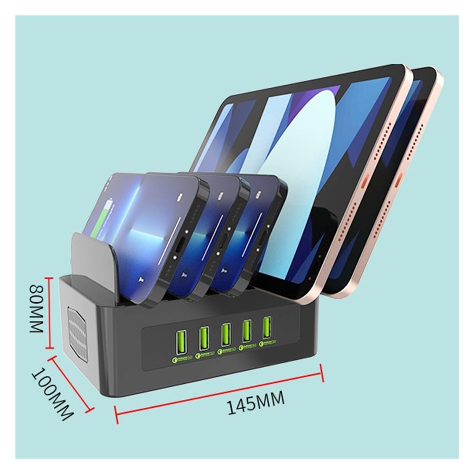 Stacja Ładująca Multi USB O Mocy 100 W QC3.0 Podstawka Szybkiego Ładowania Typu C MożLiwość Szybkiego łAdowania(QC3.0 Edition)
