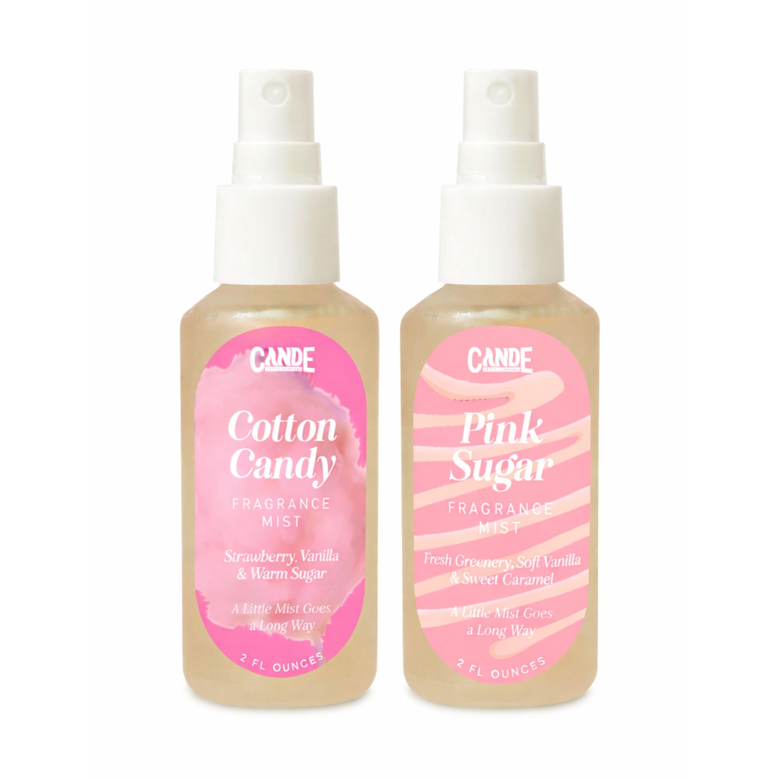 C&E Craft Scented Room Spray, Body & Linen Spray Set – 2 Pack of 2 oz Fragrance Mists – Home Air Freshener, Fabric & Pillow Spray, Long Lasting Scent (Cotton Candy & Pink Sugar)