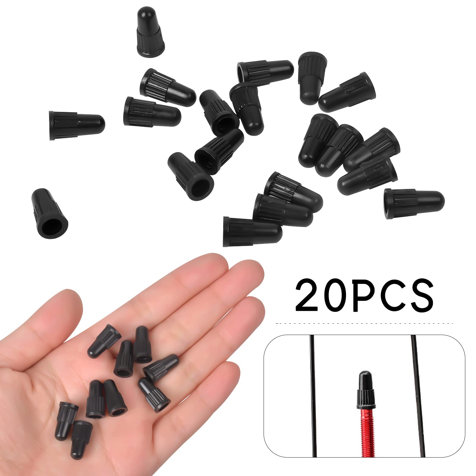 20 szt. nasadek na zawory rowerowe Presta plastikowe osłony przeciwpyłowe czarne francuski styl kolarstwo rower opona nasadka na trzpień osłona przeciwpyłowa adapter pompy konwerter do roweru