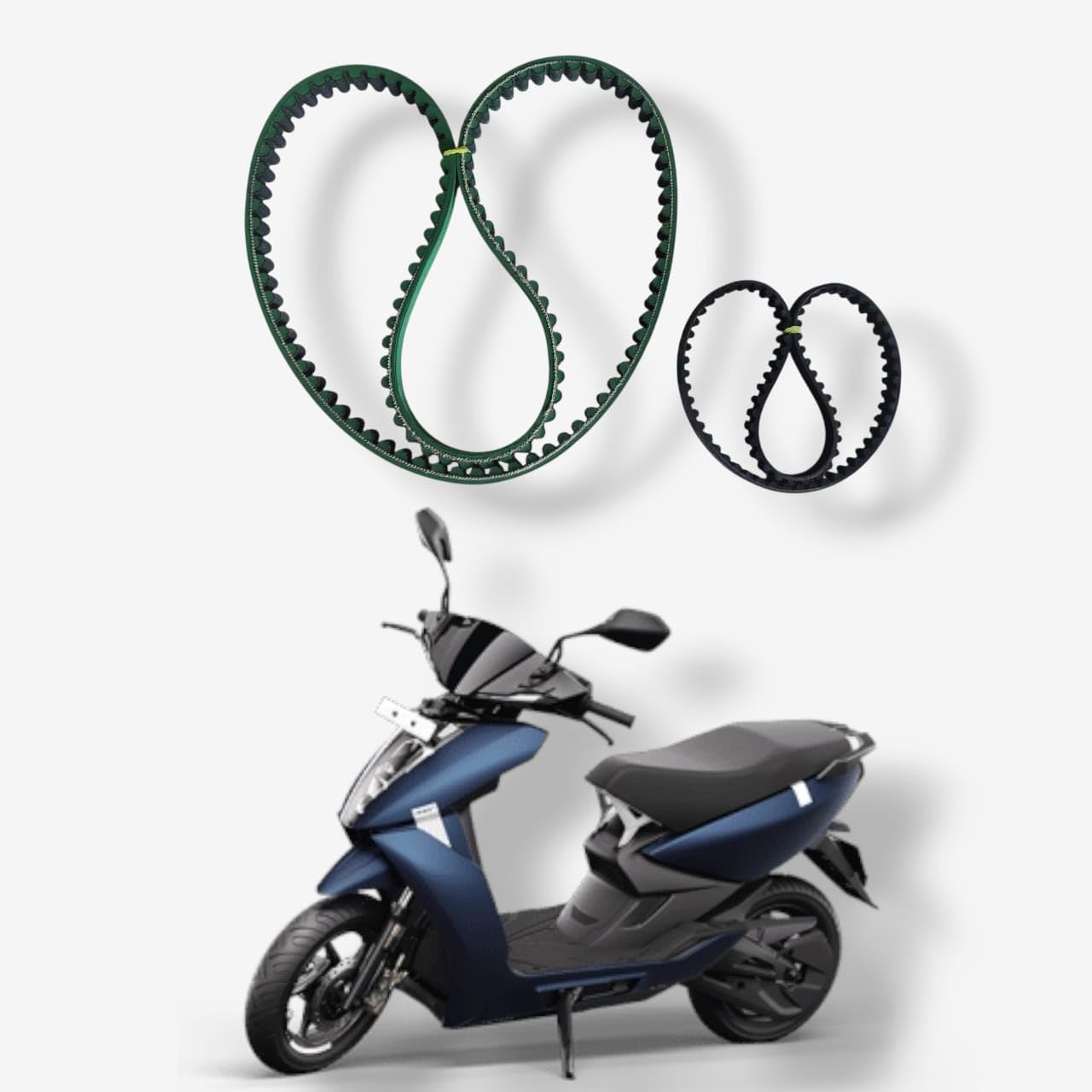 CONTIHI-TECH Drive Belt Set compatible with Ather 450X, HTD 8M 640 and HTD 11M 1265, Heavy-Duty Rubber, High Performance, Small and Big Size (1.)