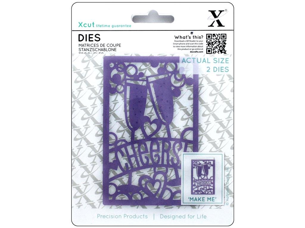 Docrafts Steel Xcut Dies, Cheers! 2 Pieces Carbon Art & Craft, Cutting Tool Supplies, Beautiful Decoration, Card Making, Gift Tag, Wrapping, Scrapbooking, Invitation Making, Crafters Companion