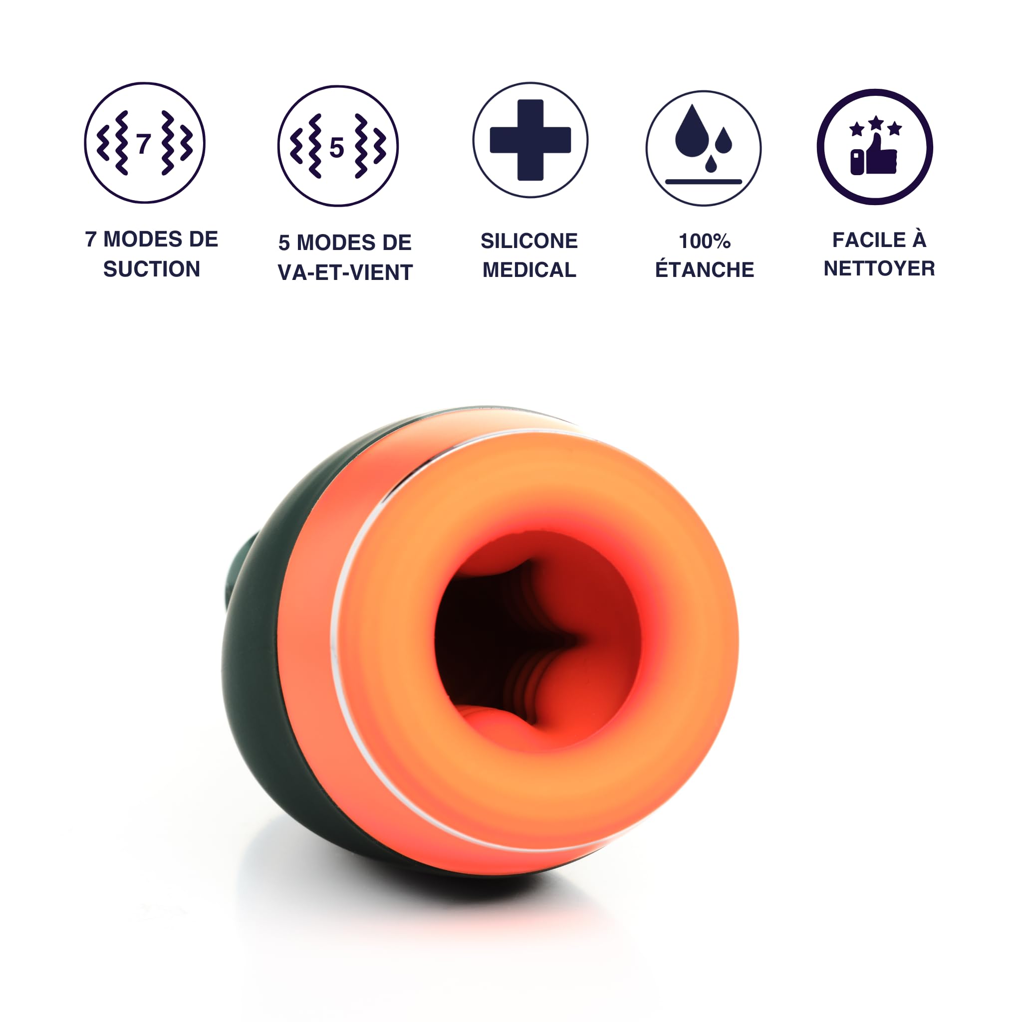 Mon Amour Elvio Masturbateur Homme - Vibration Va-et-Vient Effet Chauffant | 7 vibrations, 5 va-et-vient, chauffage 35-45 °C, joystick ergonomique, rechargeable USB, étanche IPX6