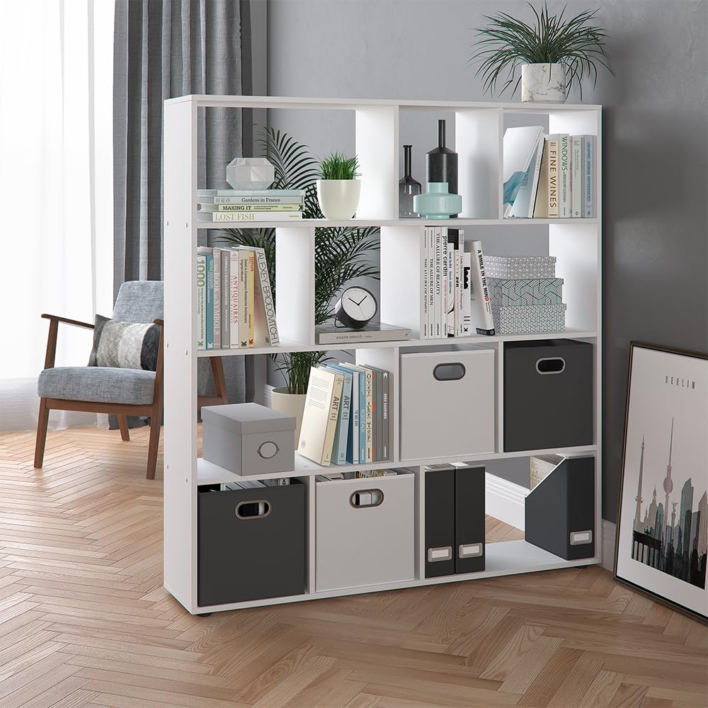 Vicco Raumteiler Pilar, Weiß, 131.6 x 143 cm | zur flexiblen Raumaufteilung und Aufbewahrung von Büchern