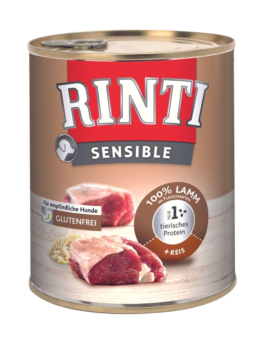 Nourriture Rinti Agneau et riz sensibles 6 x 800 g aliment humide haut de gamme pour grand chien délicat