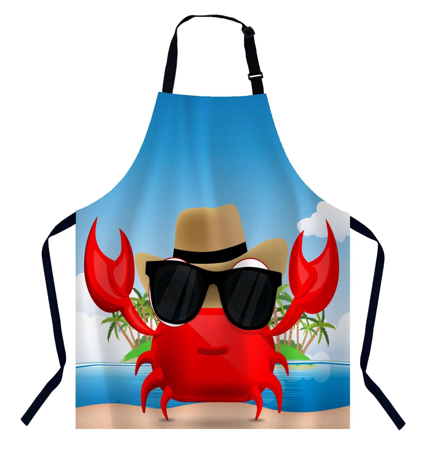 BGBDEIA Cute Cartoon Crab Chefs Apron, Cooking and Baking Apron for Men and Women, Kitchen Apron, Butchers Apron, BBQ & Catering Bibs