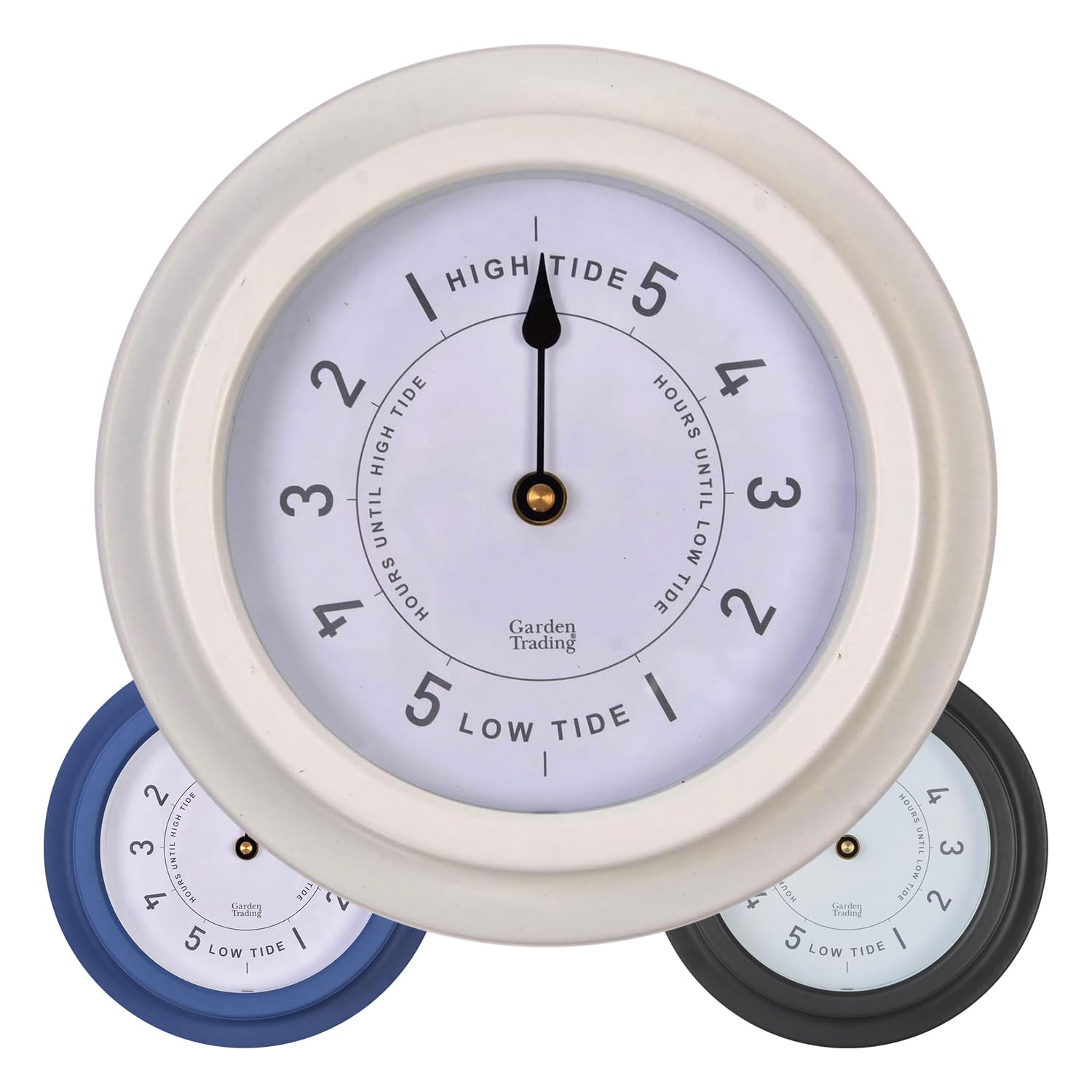 CKB Ltd - Reloj náutico tradicional resistente a la intemperie, para interiores y exteriores, funciona con pilas, decoración ideal para casa o caravana, acero de 22,7 cm, color blanco lirio