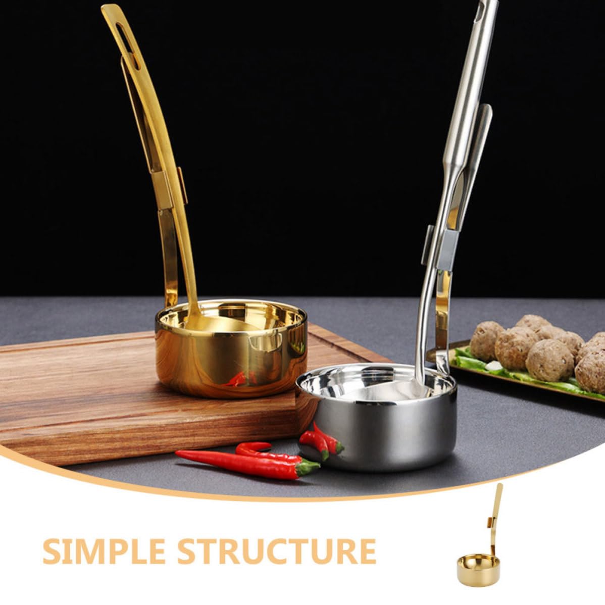 Soporte para Cucharón de Pie de Acero Inoxidable Dorado