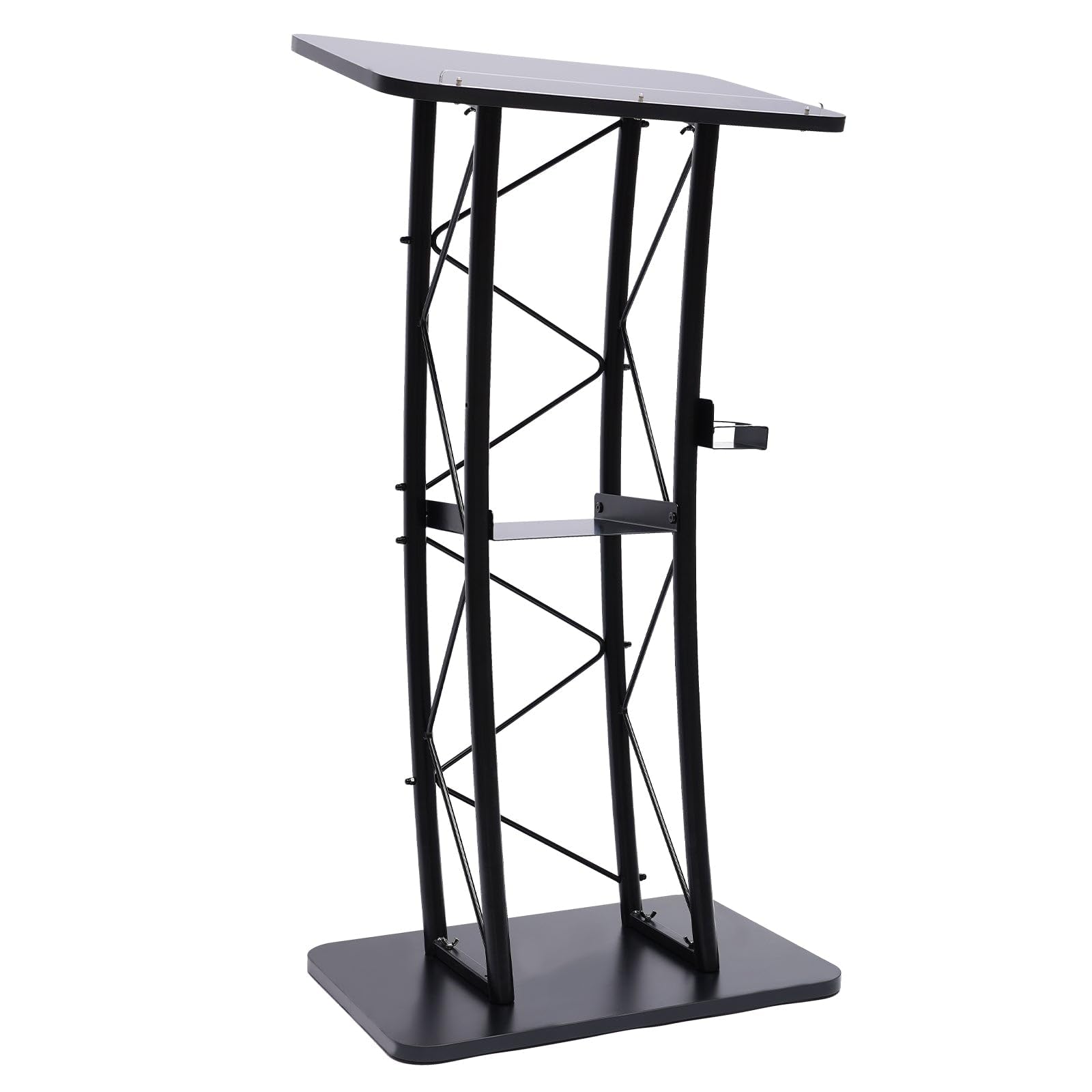 Modern Durable Wrought Iron Paint Podium Metal Wood Curved Podium (Wrought Iron Paint)