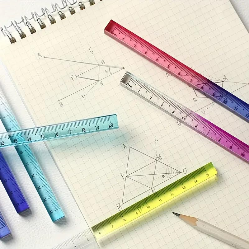 Radiance™ 2 Pcs 3D Cube Square Scale 20cm | Transparent Gradient Ruler for Kids & Adults | Multi-Functional Stationery for School & Office Use (Random Colors) 4