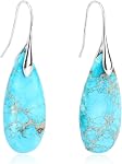 2pcs Natural Stone Earrings, Fishhoop Dangle Drop Earrings Drop Stone Pendant Ear Decoration Trendy Statement Jewelry for women