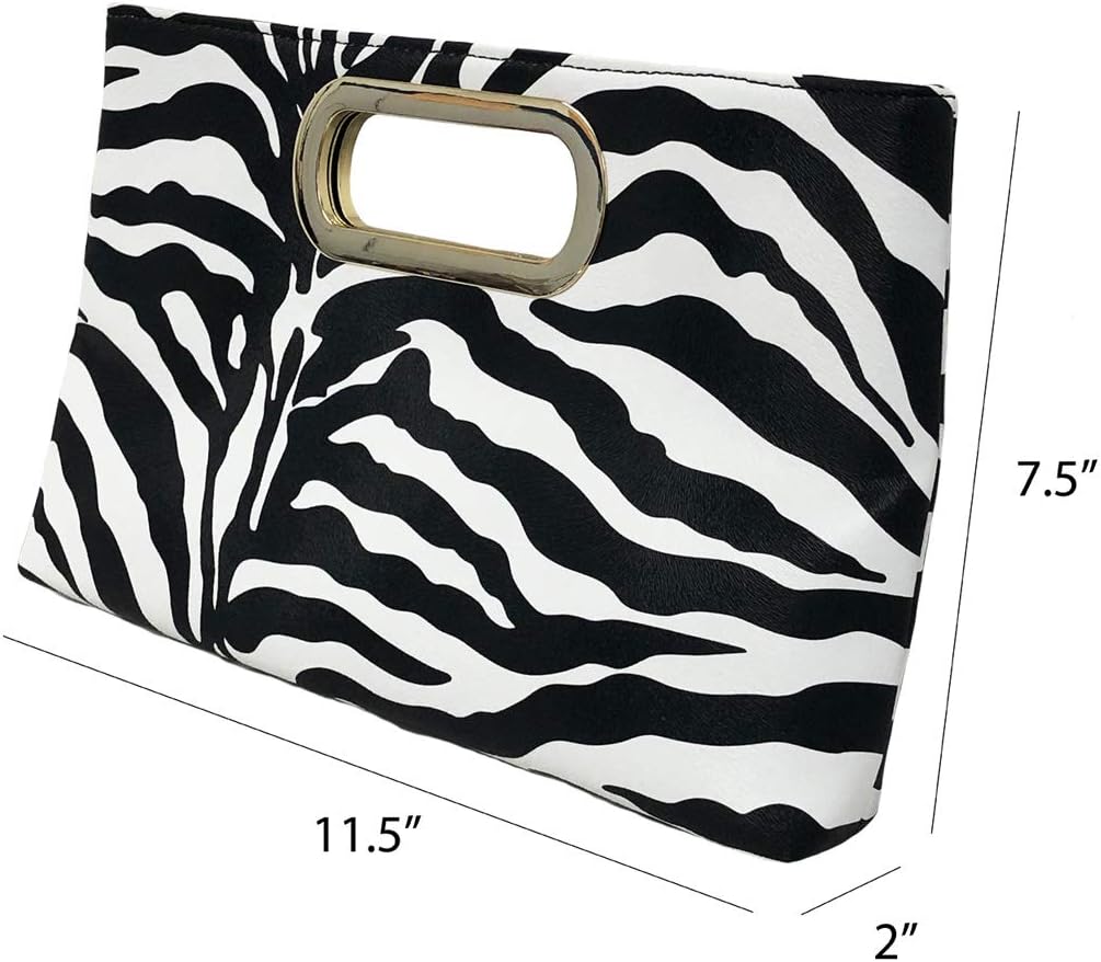 JNB Top Handle Zebra Print Clutch