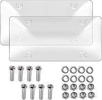 EVSOFMLF License Plate Shields 2 Pack - Clear Bubble Unbreakable Covers, UV Resistant Protector for Standard US Plates with Screws