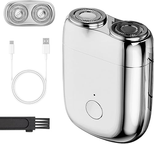 Miniatura 8 de Mini afeitadora eléctrica de doble cabezal, afeitadora de doble cabeza, nueva afeitadora de bolsillo 2025 para hombres, rasuradora lavable de doble