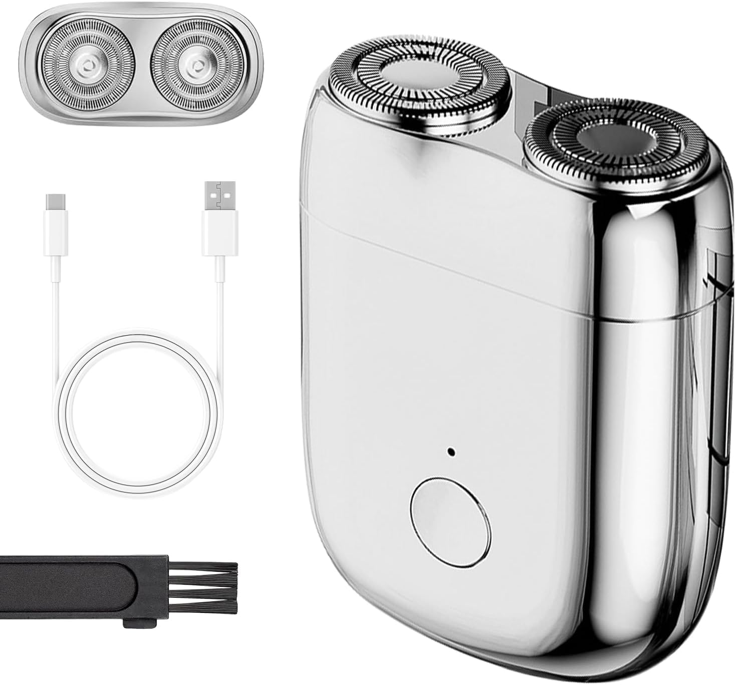 New Model Mini Dual-Head Electric Shaver, Dual Head Shaver, 2025 New Upgrade Pocket Shaver Mini Shavers for Men, Washable Double Head Razor (Silver)