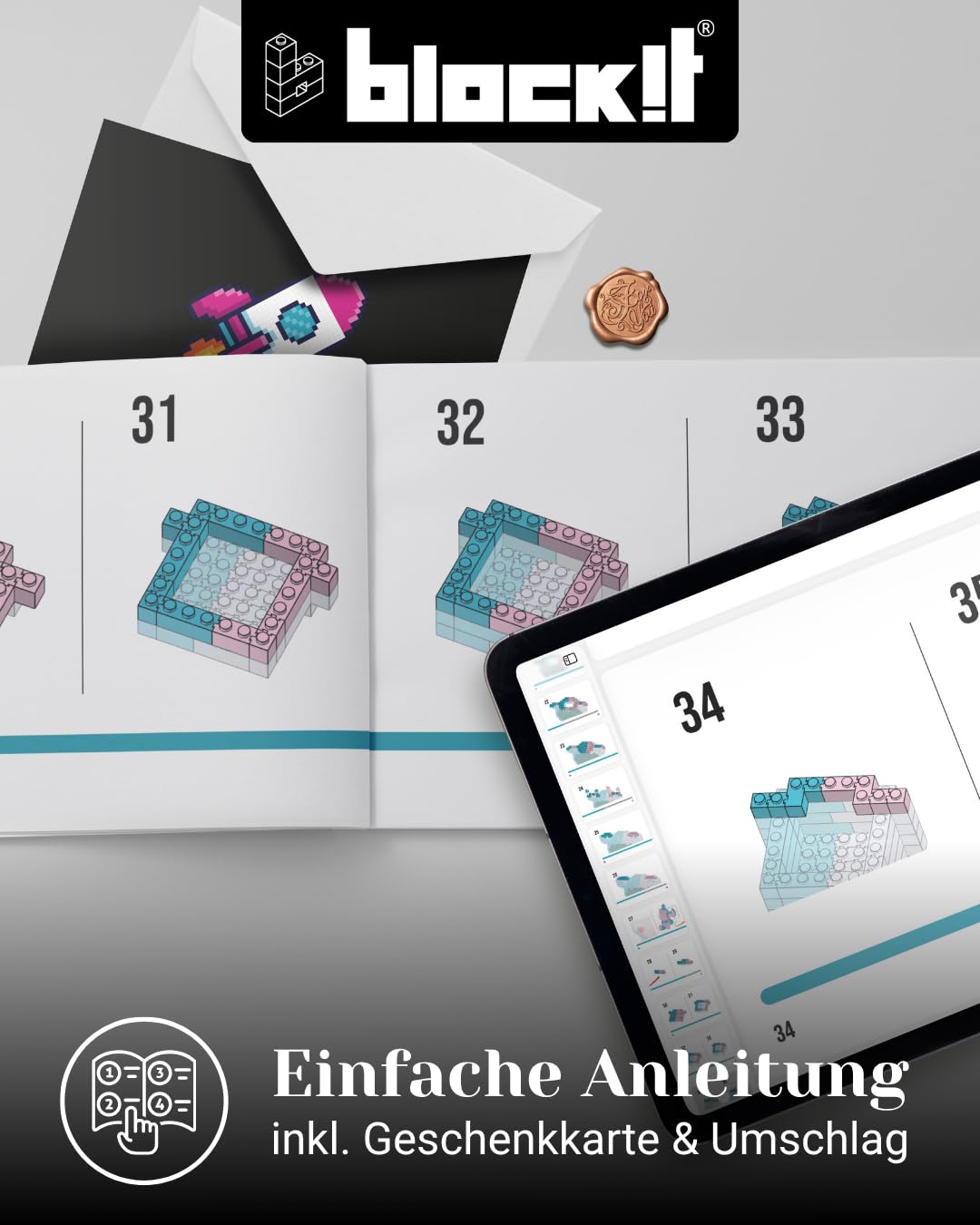 block!t Future Bear - Juego de bloques de sujeción 3D con LED dual, símbolo de esperanza y nuevos caminos, regalo significativo para adultos y niños