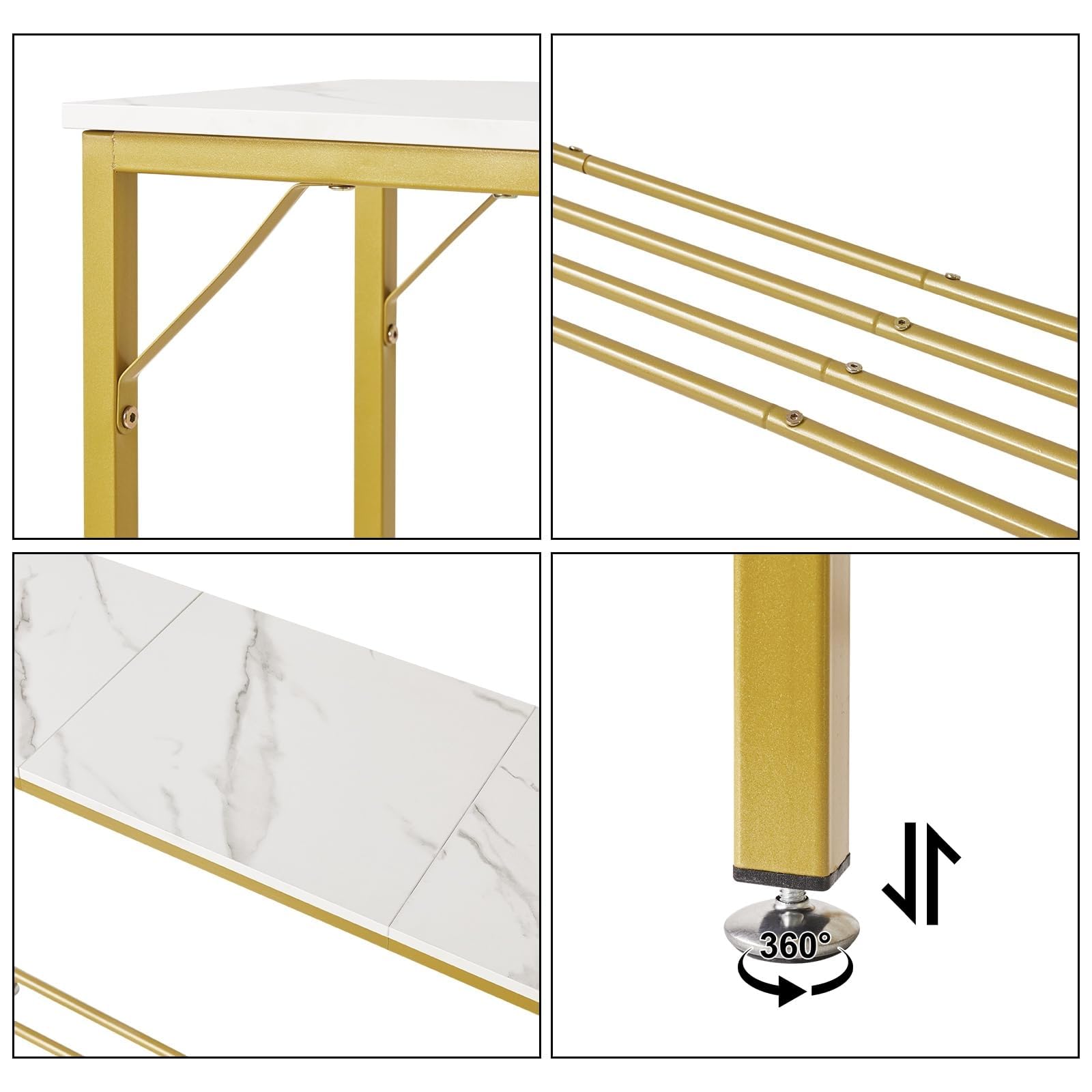 YMYNY Table Console, Table d’Entrée, Bout de Canapé, Table Console Étroite avec Étagères, Table de Présentation, Pieds Réglables, pour Salon, Entrée, Couloir ‎107 x 30 x 78CM Blanc HST006W