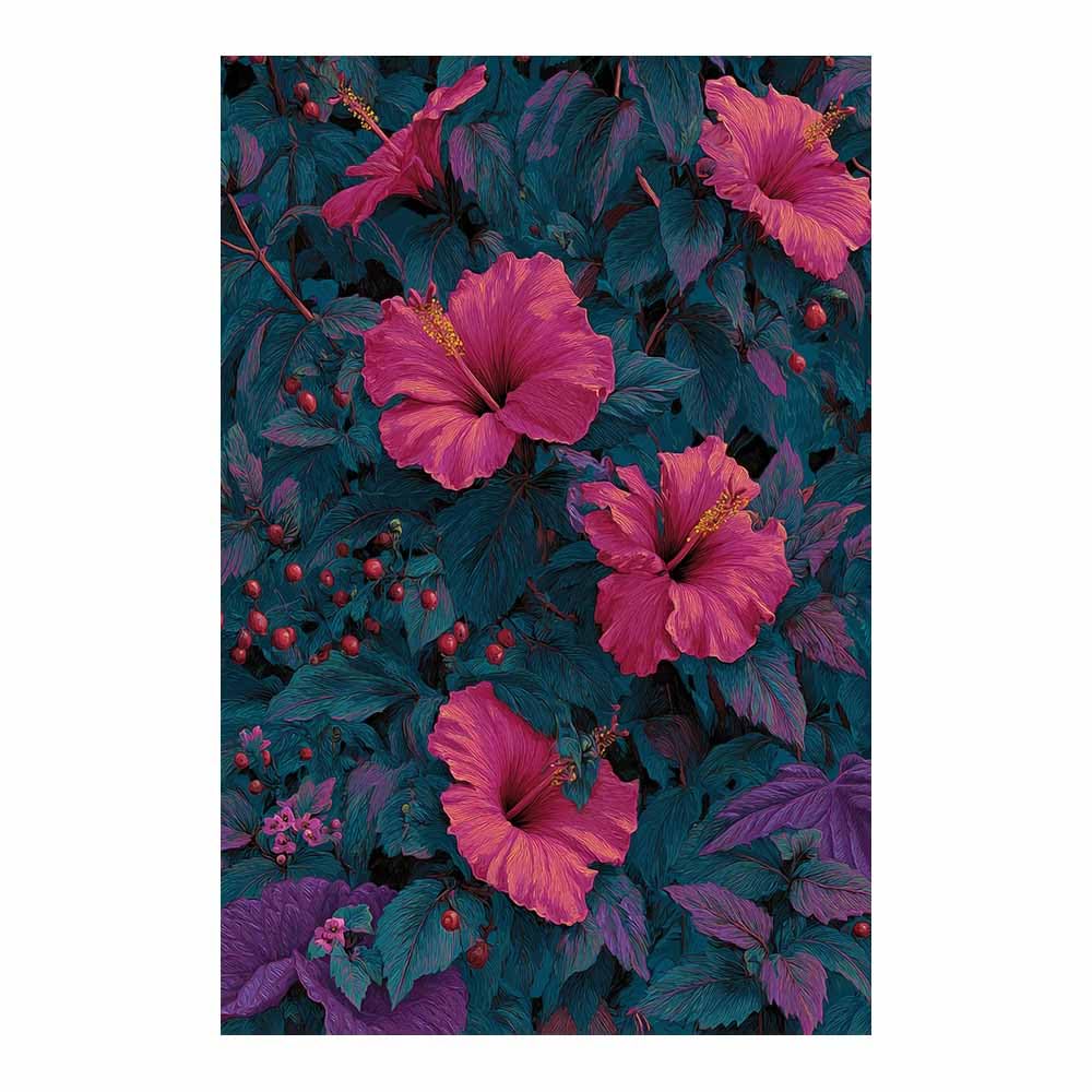 Xeniou Multicolor Flower Wall Art Canvas Pink Hibiscus Flower Print Canvas Wall Art, For Bedroom Office Home Decorations(Multicolor)-80X120cm Unframed