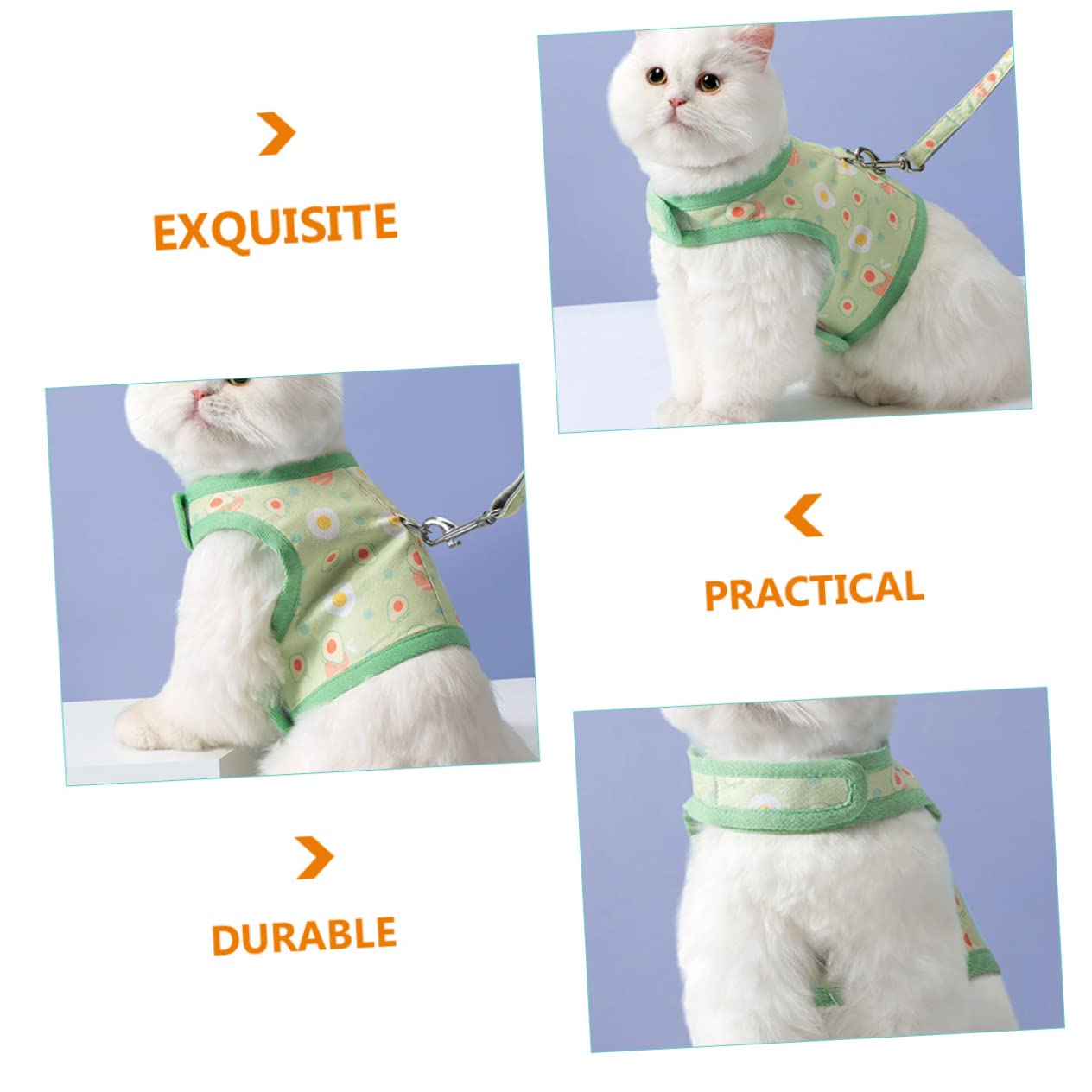Happyyami 3juegos Arnés y Correa De Vestido para Gato Diseño De Aguacate Arnés para Mascotas para Paseos y Actividades Al Aire Material y Transpirable Mediano
