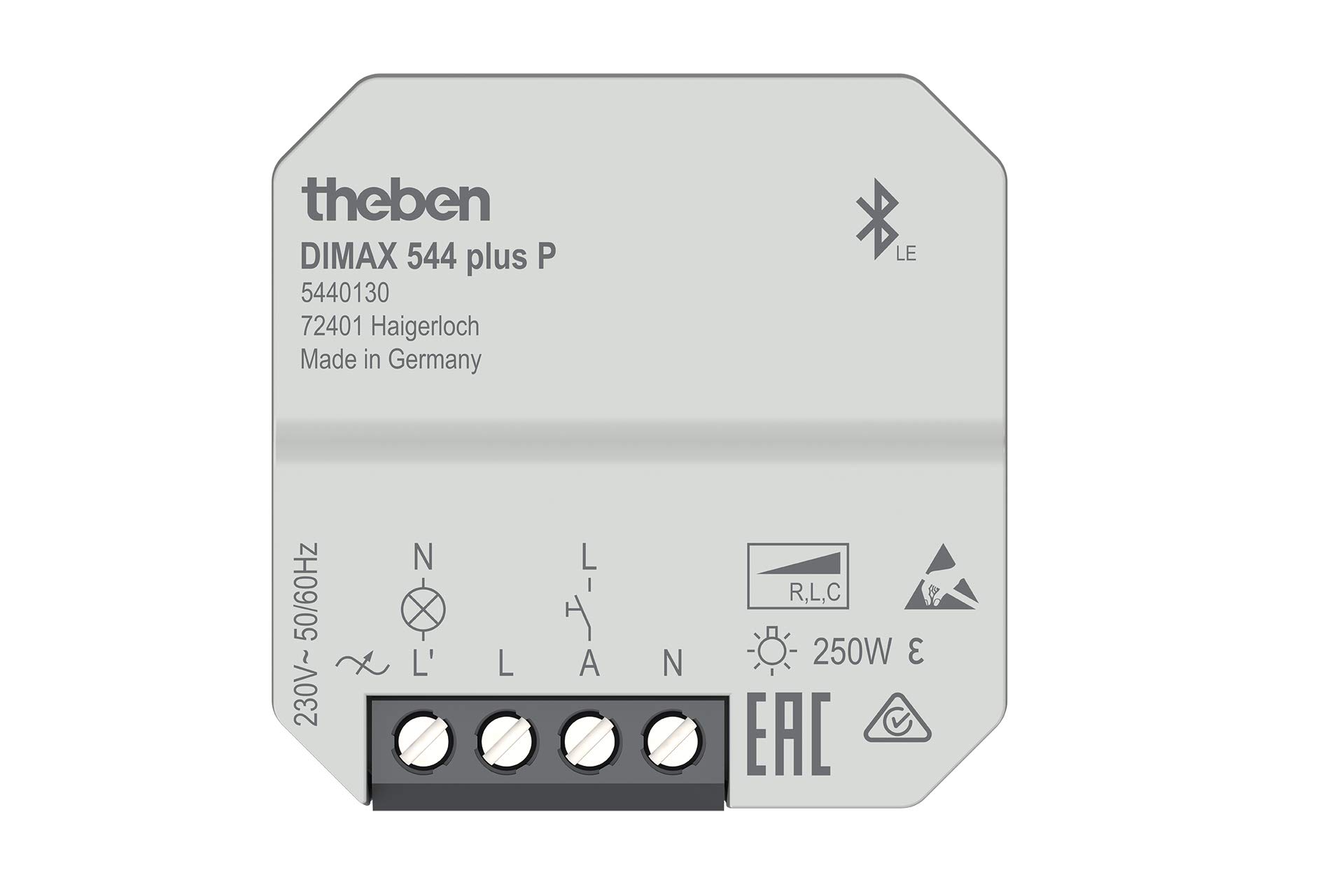 Theben DIMAX 544 plus P - Universaldimmer mit automatischer Lasterkennung und Bedienung über App oder Taster 5440130