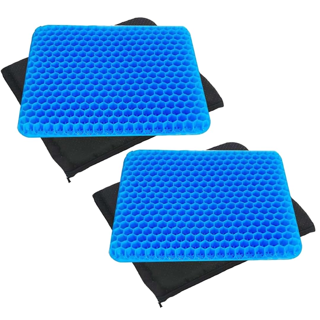 Coussin en Gel - Assiva, Respirant, avec 1 Housse antidérapante de 30 cm x 25 cm, Confortable pour Longue Assise