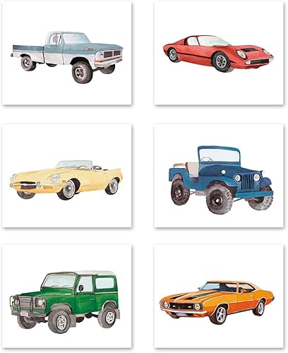 XUOIAYNB Impresiones artísticas clásicas de acuarela para automóvil, diseño retro de auto todoterreno (8 x 10 x 6 unidades, sin marco), obra de arte