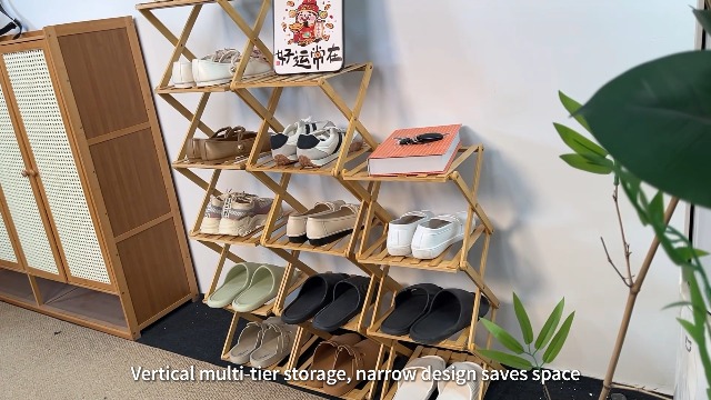 バンブーシェルフ Amazon.com: XZXWZX 5 Tier Foldable Shoe Rack, Bamboo Vertical Shoe