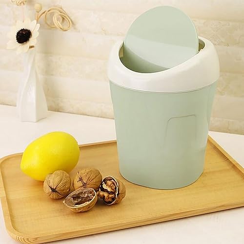 Miniatura 3 de ZELKON Trash Can Bedroom Garbage Storage Practical Green Small Desktop Mini Creative Covered Kitchen Living Room Trash Can Desktop (Color  Light