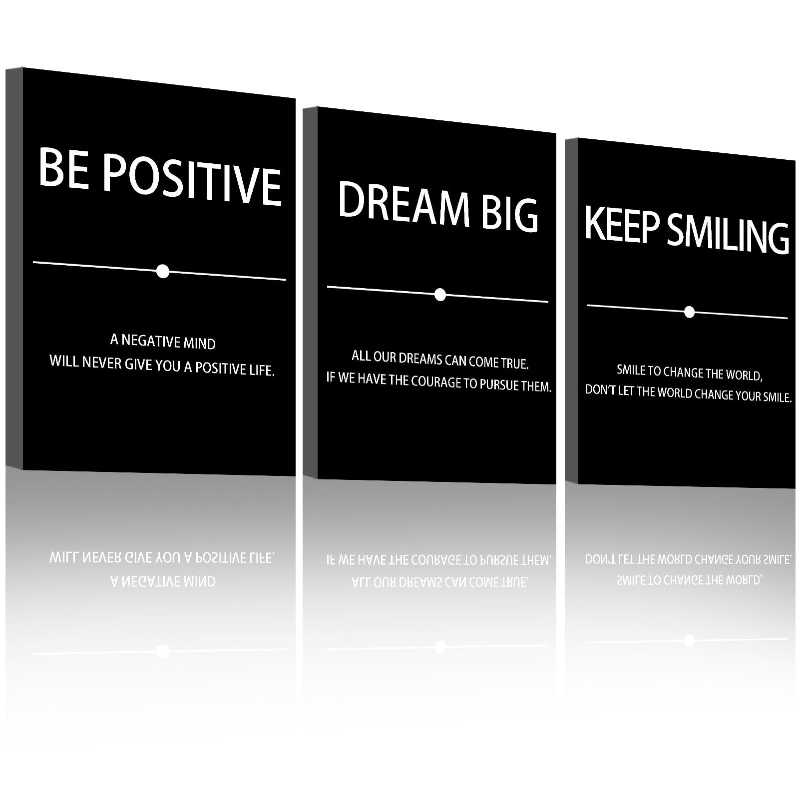 Póster motivacional para decoración de pared, póster motivacional, afirmaciones positivas, arte de pared inspirador, lienzo enmarcado, arte de pared para oficina, 3 piezas, decoración del hogar, sala