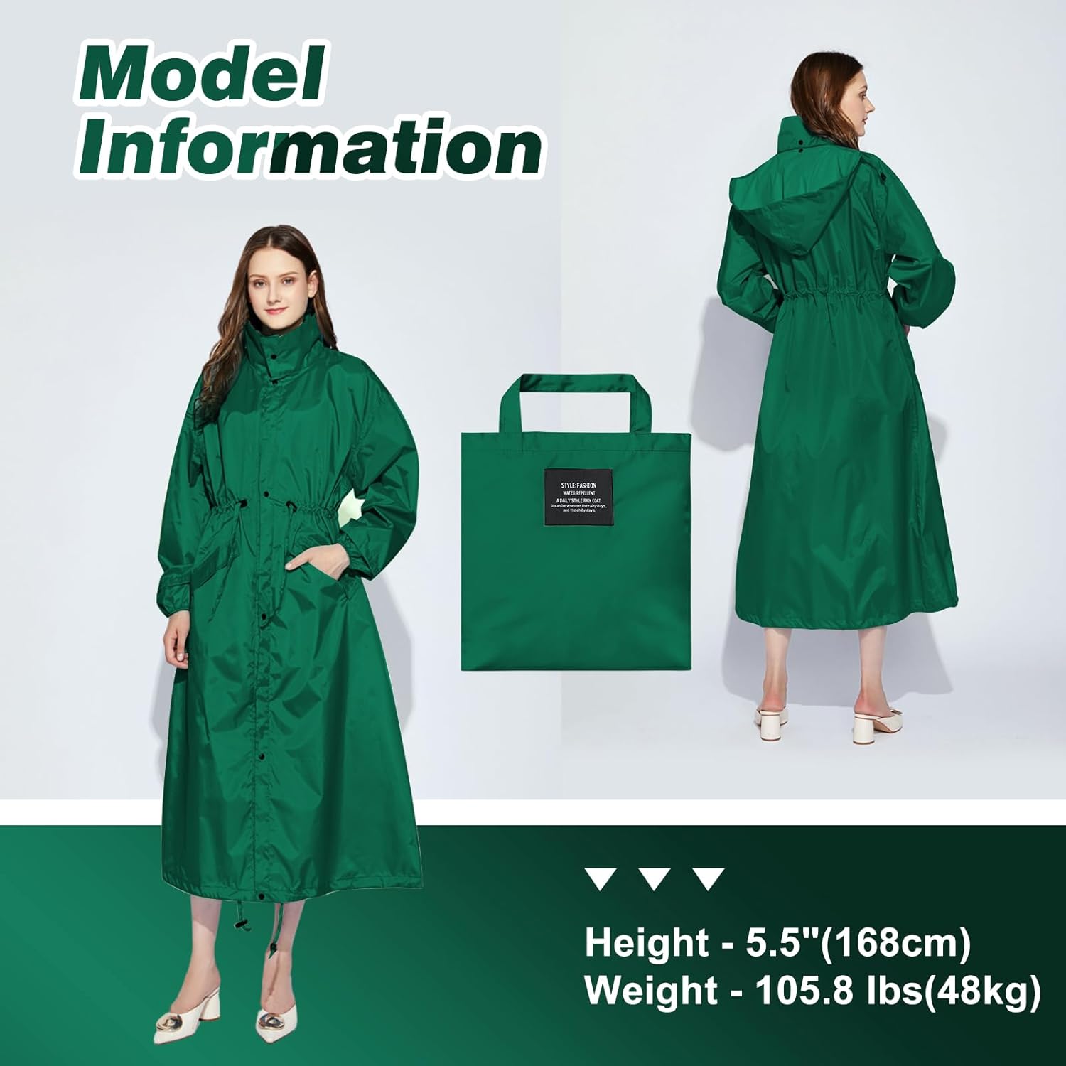 SOPPY Rain Coats for Women, Long Waterproof Raincoat Lightweight Hooded Rain Jacket for Hiking Travel Outdoor - Image 5