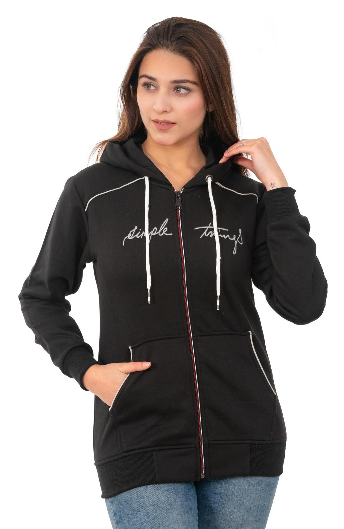 lo g lo Winter Casual Wear Polyester Simple Things Printed Hood Sweatshirt for Womens-picture-35