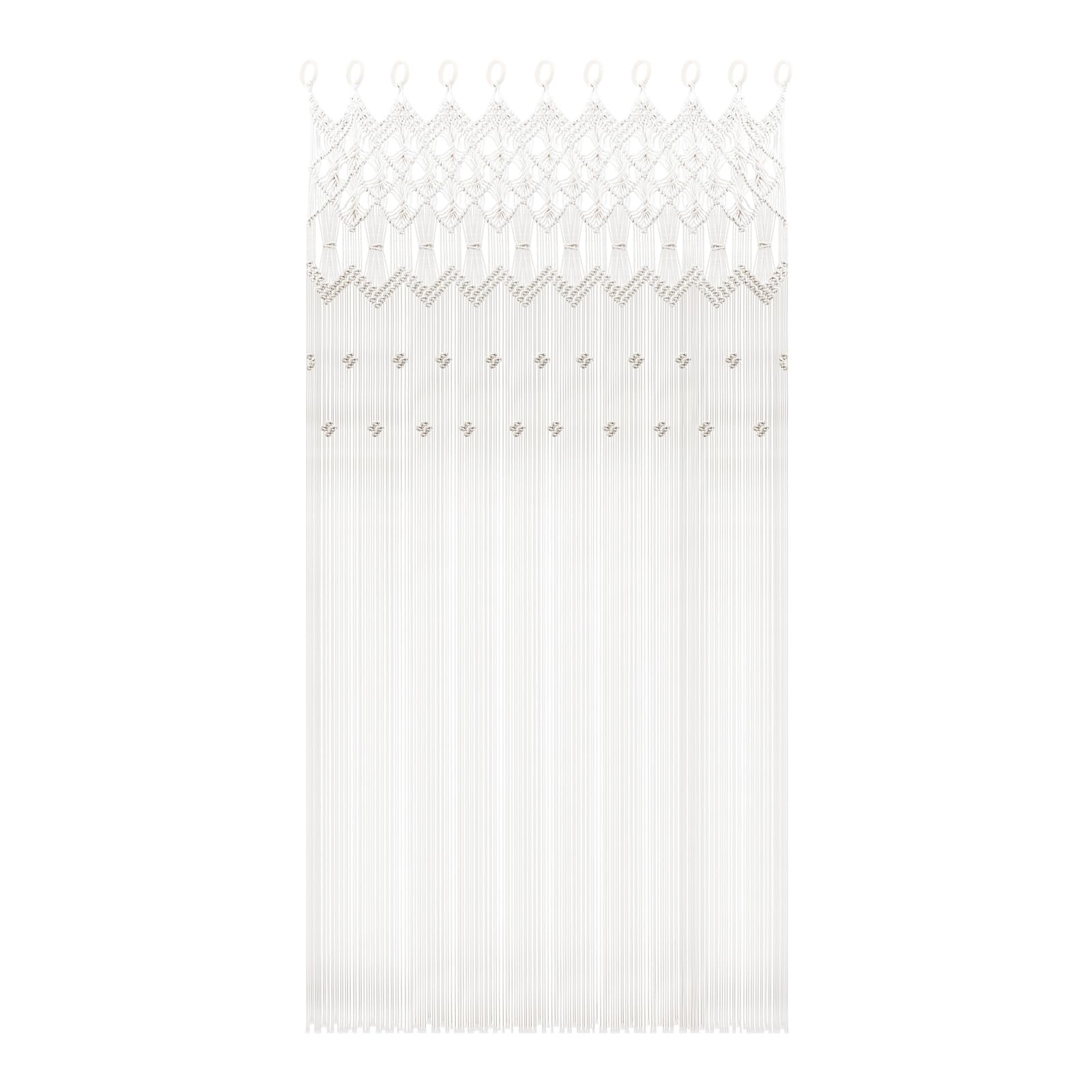 OUKANING 120x195 cm Boho Türvorhang mit Holzringen, aus Garn Baumwolle, Feine Randwebung, Sichtschutz Fensterdeko, gewebter Vorhang für Tür/Fenster, Fenster/Wand/Türbefestigung