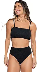 Biquíni Top Faixa Texturizado Hot Pants Cintura Alta Cropped Mvb Modas