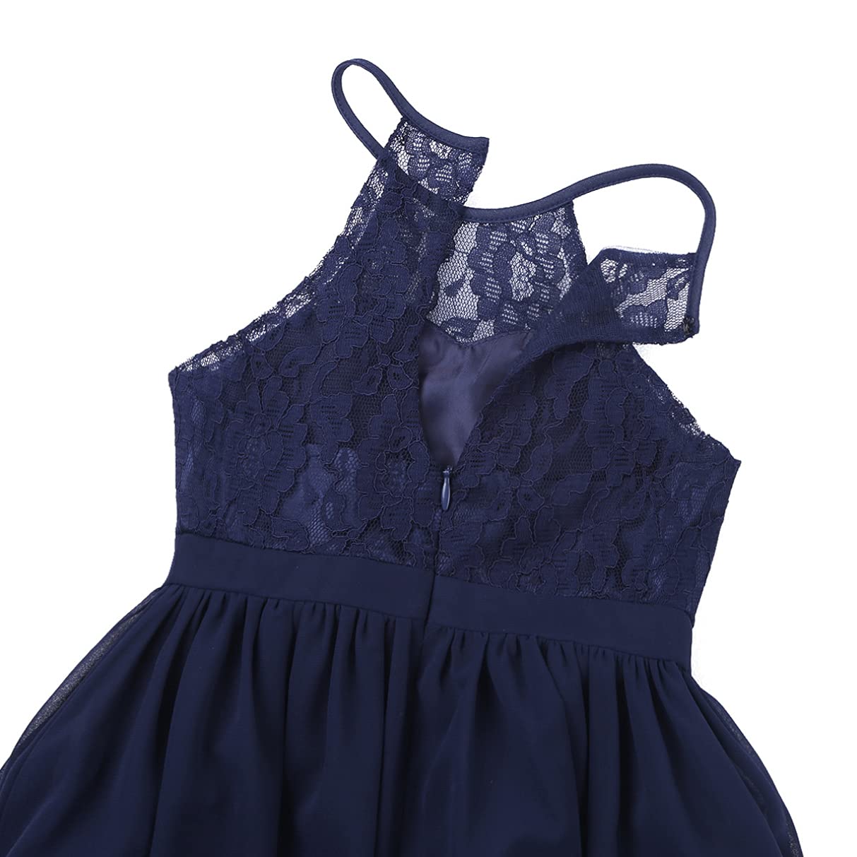 TiaoBug Vestito Bambina Elegante Principessa Abito da Cerimonia in Pizzo Floreale e Chiffon Vestito Lungo Senza Maniche Damigella d'Onore Matrimonio Sposa Feste Compleanno